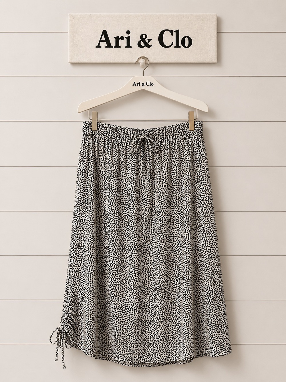 Ari & Clo Animal Print Drawstring Midi Skirt Size 22